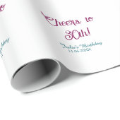 Cheers to 30th birthday name date mauve blue elega cadeaupapier (Rol Hoek)