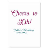 Cheers to 30th birthday name date mauve blue elega kaart (Achterkant)