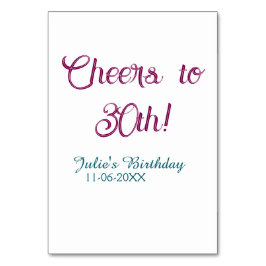 Cheers to 30th birthday name date mauve blue elega kaart