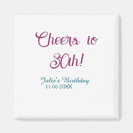 Cheers to 30th birthday name date mauve blue elega magneet
