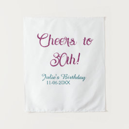 Cheers to 30th birthday name date mauve blue elega wandkleed