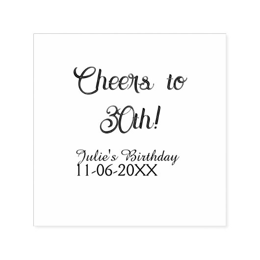 Cheers to 30th birthday name date mauve blue elega zelfinktende stempel (Design)
