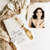 Cheers to 30th Birthday Photo Invitation Kaart