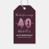 Cheers to 40! Elegant 40th Birthday with Pink Spar Cadeaulabel (Voorkant)