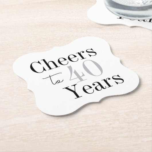 Cheers to 40 Years Minimal Silver Party Kartonnen Onderzetters (Gekanteld)