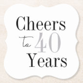 Cheers to 40 Years Minimal Silver Party Kartonnen Onderzetters (Voorkant)