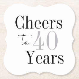 Cheers to 40 Years Minimal Silver Party Kartonnen Onderzetters