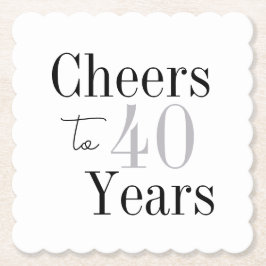 Cheers to 40 Years Minimal Silver Party Kartonnen Onderzetters