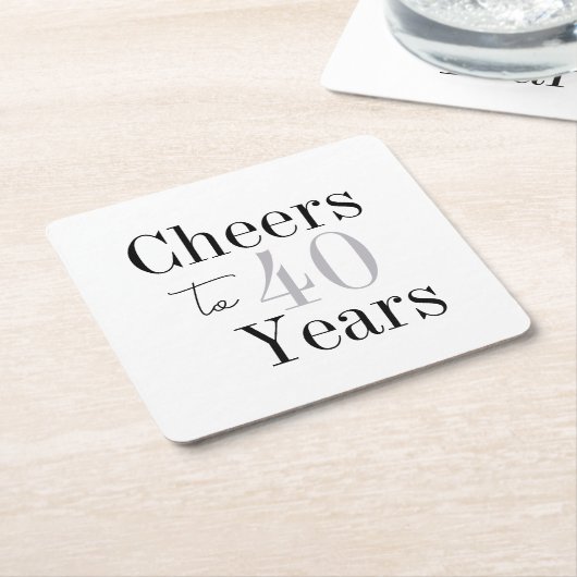 Cheers to 40 Years Minimal Silver Party Kartonnen Onderzetters (Schuin)