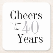 Cheers to 40 Years Minimal Silver Party Kartonnen Onderzetters (Voorkant)