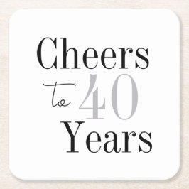 Cheers to 40 Years Minimal Silver Party Kartonnen Onderzetters
