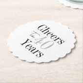 Cheers to 40 Years Minimal Silver Party Kartonnen Onderzetters (Gekanteld)