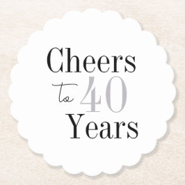 Cheers to 40 Years Minimal Silver Party Kartonnen Onderzetters