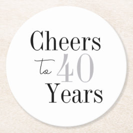 Cheers to 40 Years Minimal Silver Party Ronde Kartonnen Onderzetter