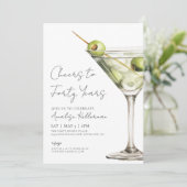 Cheers To 40th Birthday Party Kaart (Staand voorkant)