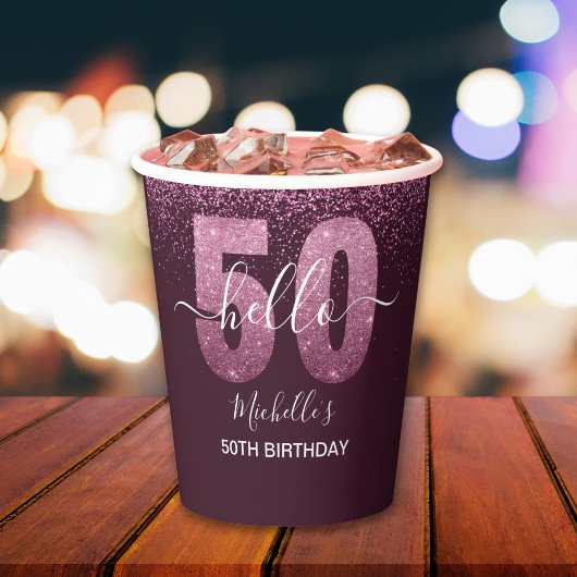 Cheers to 50! – A Sparkling Modern Celebration Papieren Bekers