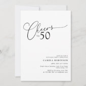 Cheers to 50 Modern Script 50th Birthday Party Kaart (Voorkant)