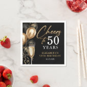 Cheers To 50 Years Black and Gold Balloons Servet (Insitu)
