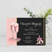 Cheers to 50 Years Black Champagne Birthday Kaart (Staand voorkant)