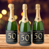 Cheers to 50 Years Black Gold 50th Birthday Party Sparkling Wijnetiket
