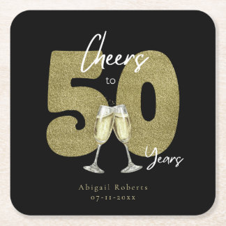 Cheers To 50 Years Black Gold  Kartonnen Onderzetters
