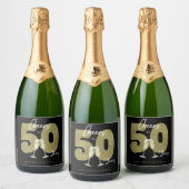 Cheers To 50 Years Black Gold  Sparkling Wijnetiket (Flessen)
