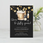 Cheers to 50th Birthday Champagne Kaart (Staand voorkant)