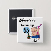 Cheers to 55 Birthday T-shirts en cadeautjes Vierkante Button 5,1 Cm (Voorkant /achterkant)