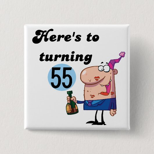 Cheers to 55 Birthday T-shirts en cadeautjes Vierkante Button 5,1 Cm (Voorkant)