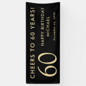 Cheers To 60 Years Black Gold 60th Birthday Party Spandoek (Verticaal)