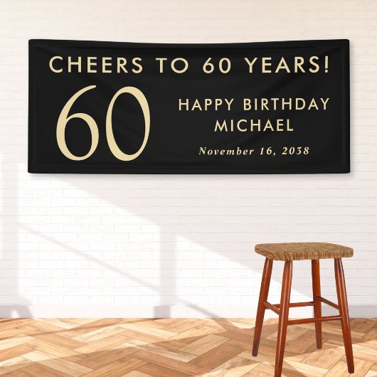 Cheers To 60 Years Black Gold 60th Birthday Party Spandoek
