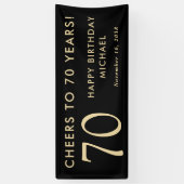 Cheers To 70 Years Black Gold 70th Birthday Party Spandoek (Verticaal)