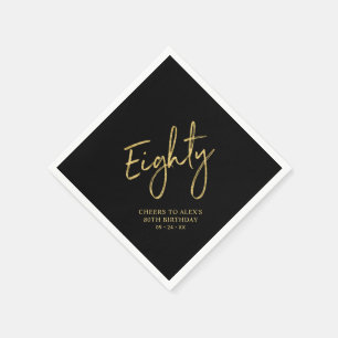 Cheers to 80th Gold Adult 80th Birthday Party Servet