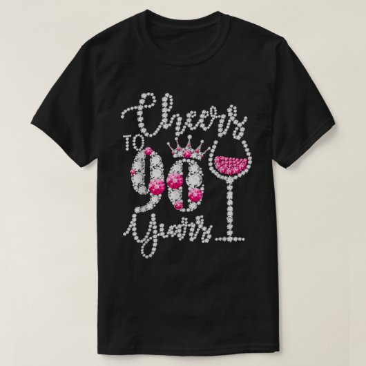 Cheers To 90 Year Old Gift 90th Birthday Queen Dri T-shirt (Design voorkant)