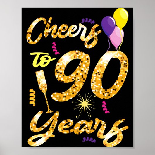 Cheers To 90 Years 1931 90th Birthday Celebration  Poster (Voorkant)