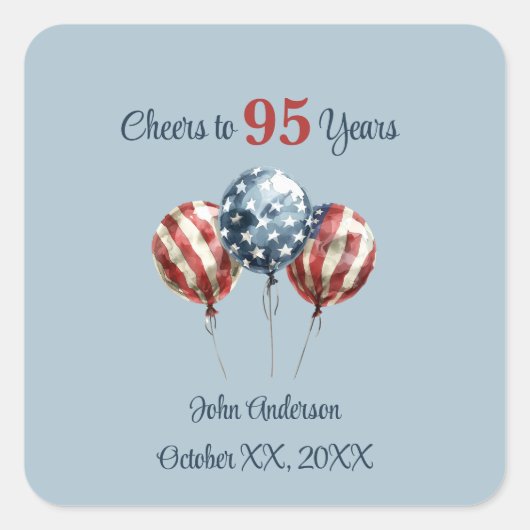 Cheers to 95 Years Birthday Party  Vierkante Sticker (Voorkant)