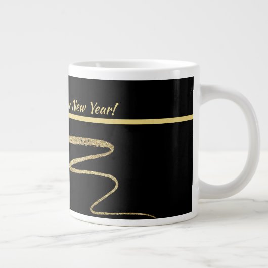 "Cheers to a Better New Years", zwart & goud Grote Koffiekop (Rechts)