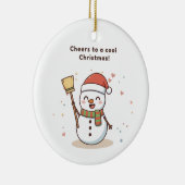 Cheers to a Cool Christmas Snowman Card Keramisch Ornament (Rechts)