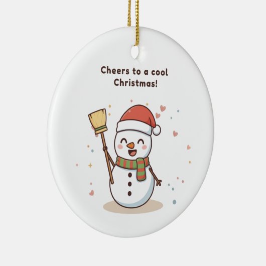 Cheers to a Cool Christmas Snowman Card Keramisch Ornament (Rechts)