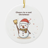 Cheers to a Cool Christmas Snowman Card Keramisch Ornament (Voorkant)