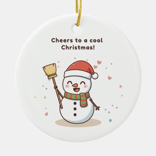 Cheers to a Cool Christmas Snowman Card Keramisch Ornament (Voorkant)