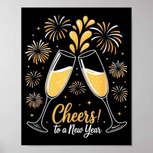 Cheers To A New Year Eve Party Countdown Happy New Poster (Voorkant)
