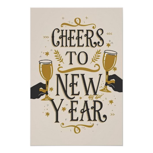 Cheers to a new year perfect poster (Voorkant)