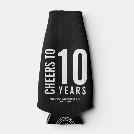 Cheers to ANY YEAR Business Anniversary Logo Flesjeskoeler (Voorkant)