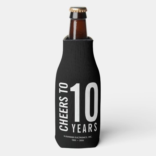 Cheers to ANY YEAR Business Anniversary Logo Flesjeskoeler (Fles Voorkant)