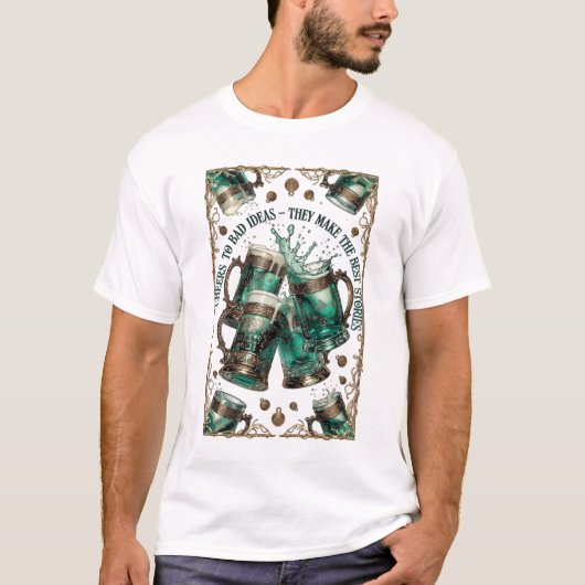 Cheers to Bad Ideas Tankards Graphic Tee T-shirt (Voorkant)
