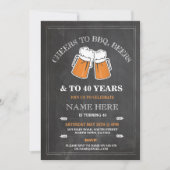 Cheers to BBQ, Beers Birthday Party Chalk Invite Kaart