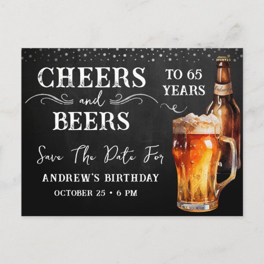 Cheers to Beers Save the Date Birthday  Postcard Briefkaart (Voorkant)