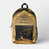 Cheers to Chaos & Champagne Midnight Gold New Year Bedrukte Rugzak (Voorkant)