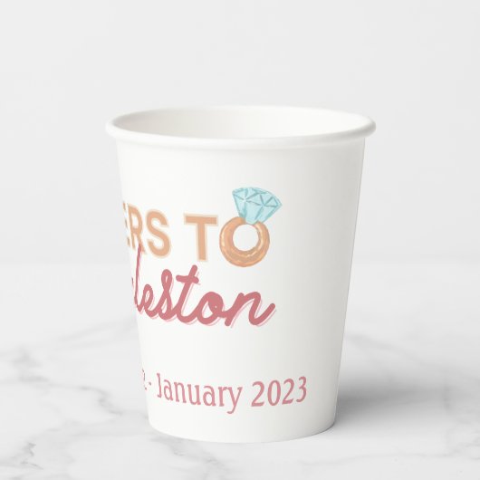 "Cheers to Charleston" Bach Party Paper Cups Papieren Bekers (Achterkant)